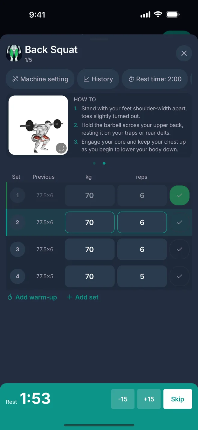 An exercise how-to animation with the movement instructions.